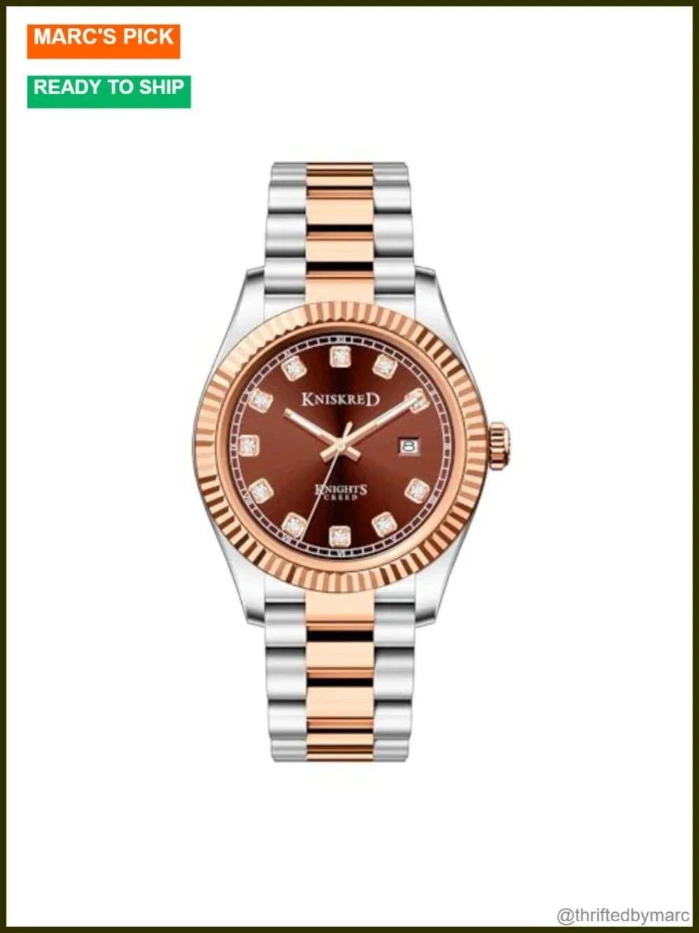Men's Dress Watch with Solid Stainless Steel Band & Calendar, Water Resistant